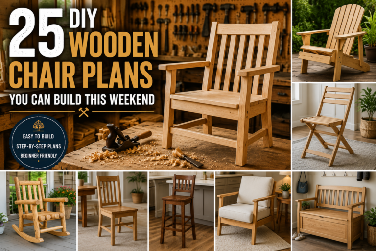 DIY Wooden Chair Plans with handcrafted wooden chairs in a professional woodworking workshop